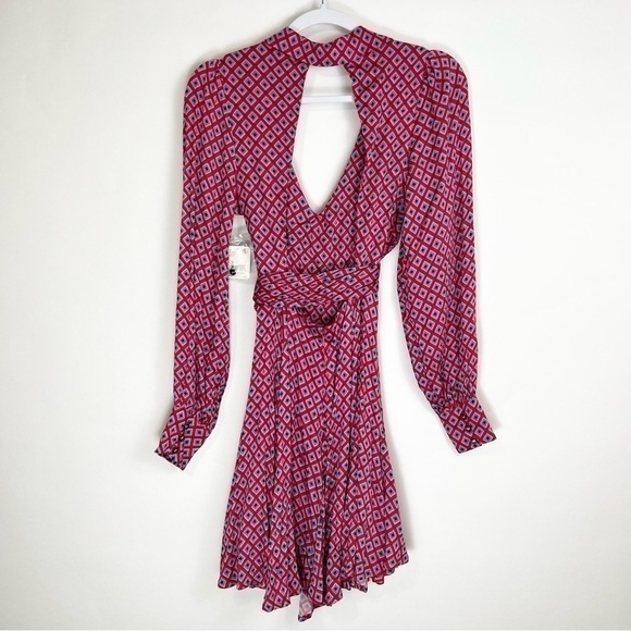 Free People It Takes Two Pop Long Sleeve Open Back Mini Wrap Mini Dress Size XS - Picture 5 of 13